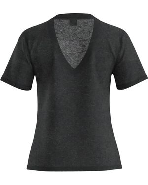 BOSS V-Neck Linen T-Shirt - Black