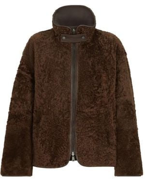 Brunello Cucinelli Fuzzy-Shearling Reversible Outerwear Jacket With Monili - Brown