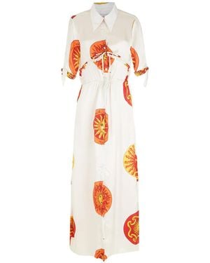 Amir Slama Sun-Print Long Shirt Dress - White