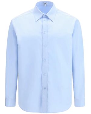 Loewe Classic Cotton Shirt With Embroidered Anagram Logo - Blue