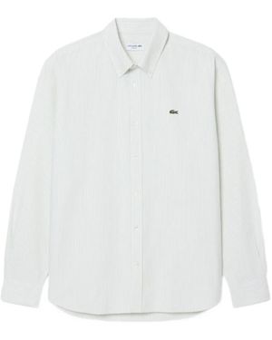 Lacoste Regular Fit Striped Oxford Shirt - White