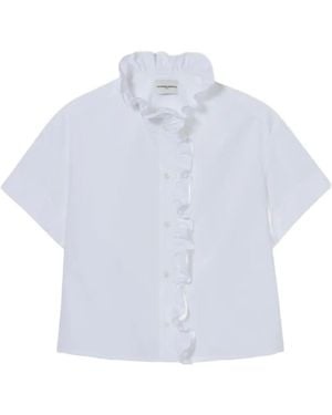 Claudie Pierlot Ruffled Short-Sleeve Shirt - White