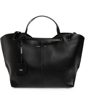 Max Mara Mixed Doubles Leather Tote Bag - Black