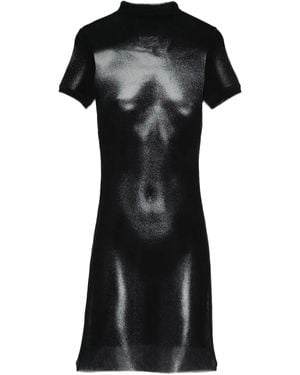 Jean Paul Gaultier プリント メッシュドレス - ブラック