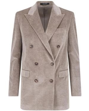 Tagliatore Corduroy Double-Breasted Blazer - Gray