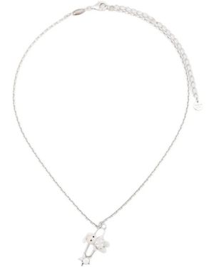 YVMIN Collier À Pendentif Lapin Et Détail Épingle - Blanc