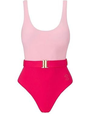 SOFIA ERHAN Belted Colour-Block Swimsuit - Pink