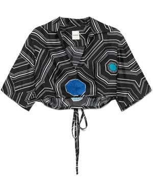 Sandro Geometric-Print Blouse - Black