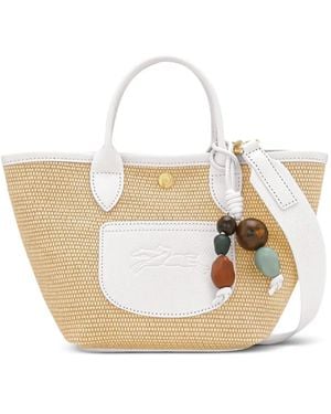 Longchamp Bolso shopper Le Pilage tejido de paja - Blanco