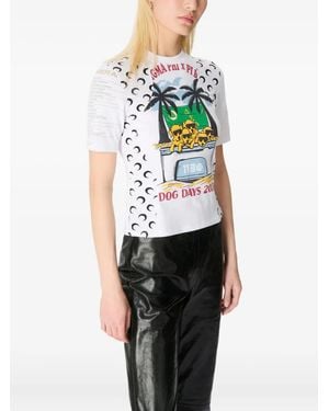 Marine Serre Crescent-Moon Graphic T-Shirt - White