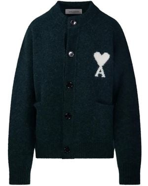 Ami Paris Ami De Coeur Knitted Cardigan - Blue