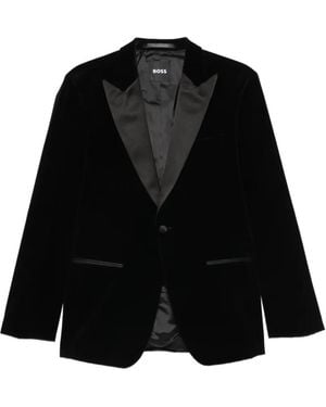 BOSS Velvet Peak-Lapel Blazer - Black