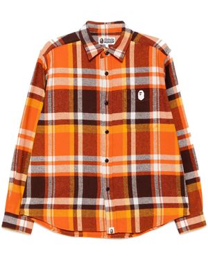 A Bathing Ape Chemise À Carreaux - Orange
