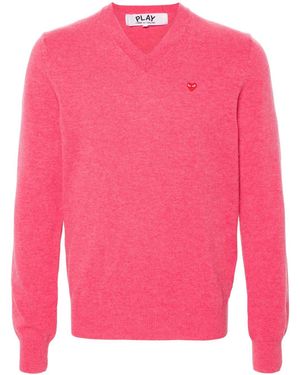 COMME DES GARÇONS PLAY Heart-Patch Wool Jumper - Pink