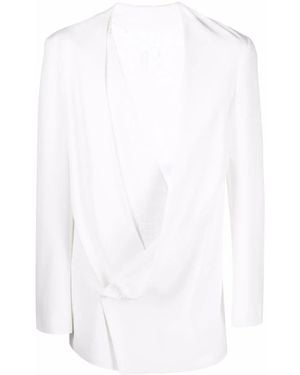 Balmain Drapiertes Sakko Mit Monogramm - Weiß