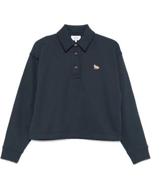 Maison Kitsuné Poloshirt mit Fuchs-Stickerei - Blau