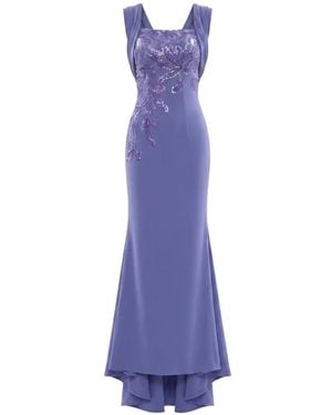 Saiid Kobeisy Sequin-Embellished Draped Maxi Dress - Purple