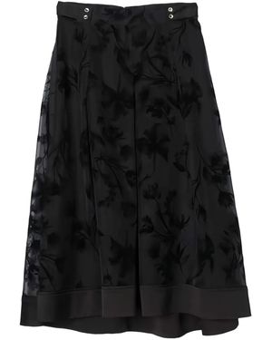 3.1 Phillip Lim Embossed-Florals Midi Skirt - Black