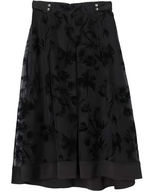 3.1 Phillip Lim Embossed-Florals Midi Skirt - Black
