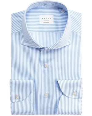 Xacus Striped Button Shirt - Blue