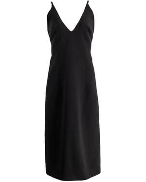 Magda Butrym V-Neck Cross-Strap Midi Dress - Black