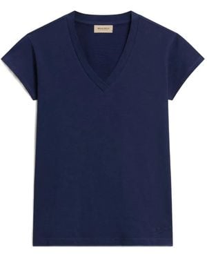 Woolrich V-Neck Slub-Fabric T-Shirt - Blue