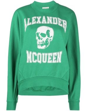 McQueen スカルプリント スウェットシャツ - グリーン
