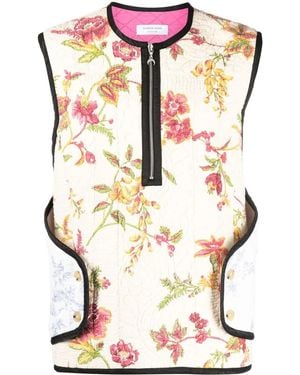Marine Serre Floral-Print Sleeveless Jacket - White