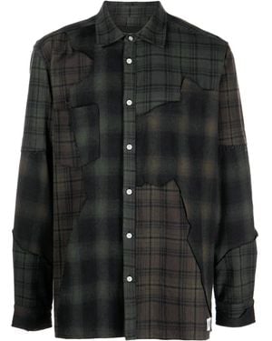 Mostly Heard Rarely Seen Plaid-Check Patchwork Shirt - Black