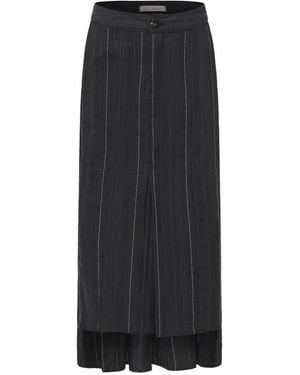 ili node Jett Pinstripe-Pattern Midi Skirt - Black