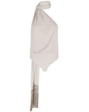 ANDAMANE One-Shoulder Tassel Blouse - White