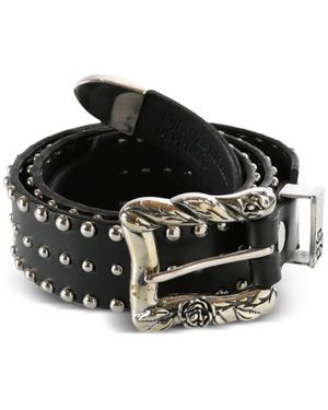 Enfants Riches Deprimes Studded-Ornate Buckle Belt - Black