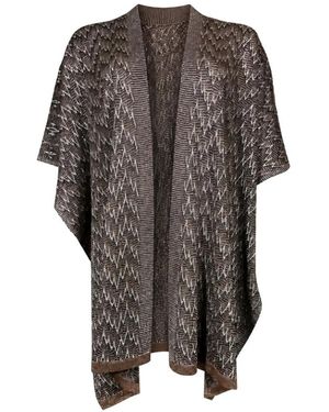 D.exterior Zigzag-Knit Open-Front Jacket - Grey
