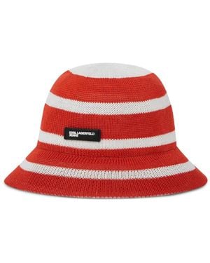 KARL LAGERFELD Striped Knitted Bucket Hat - Red
