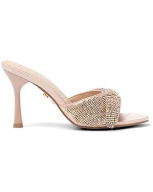 Twentyfourhaitch Canberra Rhinestone-Embellished Mules - White