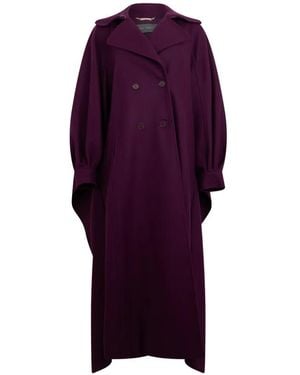 Alberta Ferretti Wide-Sleeve Double-Breasted Coat - Purple