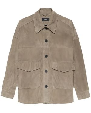 Arma Buttoned Suede Jacket - Natural