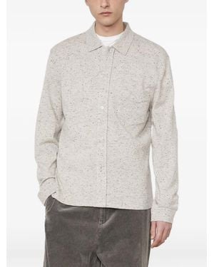 Officine Generale Marl-Knit Button-Up Sweater - White
