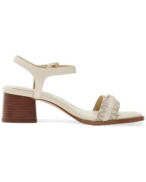 Michael Kors Monogram-Pattern Buckle-Fastening Sandals - Natural