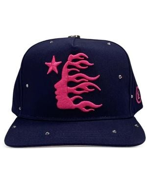 HELLSTAR Logo-Embroidered Rhinestone Baseball Cap - Blue