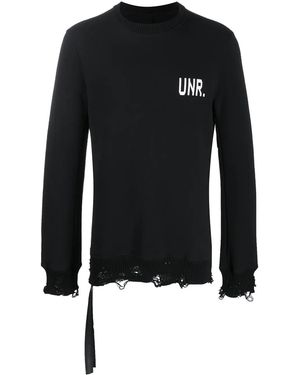 Unravel Project Logo-Print Distressed Sweatshirt - Black