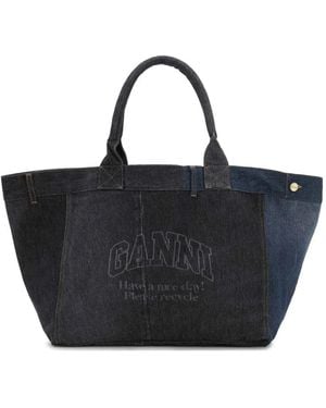 Ganni Sac Cabas En Jean À Design Patchwork - Noir