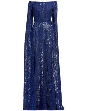 Elie Saab Sequin-Embroidered Maxi Dress - Blue