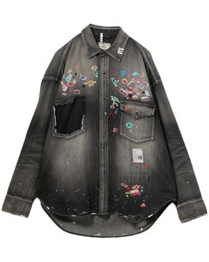 Maison Mihara Yasuhiro Faded Graphic-Print Shirt - Black