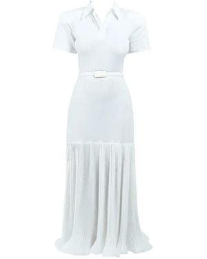 ROWEN ROSE Maxi-Poloshirtkleid Mit Falten - Weiß