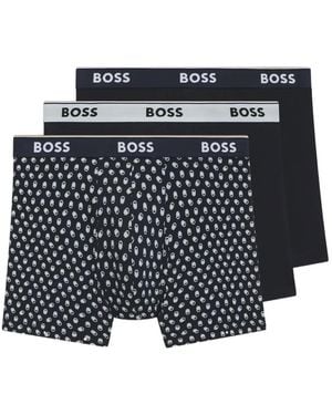 BOSS Drie Boxershorts Met Logoband - Blauw