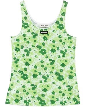 Miu Miu Floral-Print Top - Green