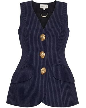 Cara Cara Pinstripe Sleeveless Vest - Blue