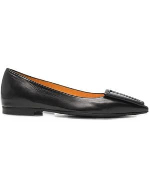 Mara Bini Buckle-Detail Pointed-Toe Ballet Flats - Black
