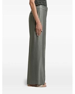 Peserico Belted Pressed-Crease Palazzo Trousers - Green